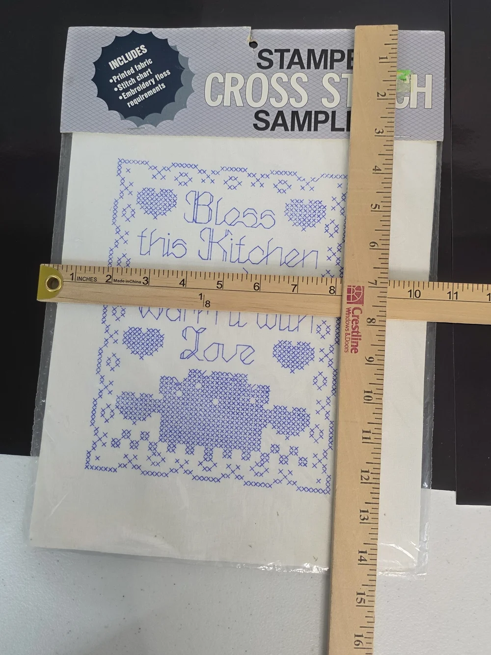 Bucilla Stamped Cross Stitch Bless This Kitchen And Warm It With Love Vintage